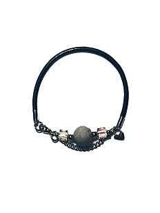 Браслет ручной работы «Шар», кожа, бетон