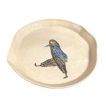 Тарелка ручной работы «Олушка шагает», керамика, 14,5 см, фото 3.