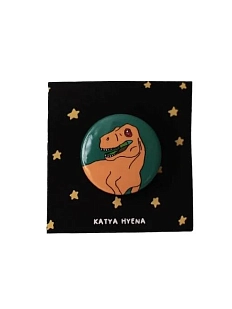 Закатной значок с динозавром «Тиранозавр», зеленый, металл, 25 мм