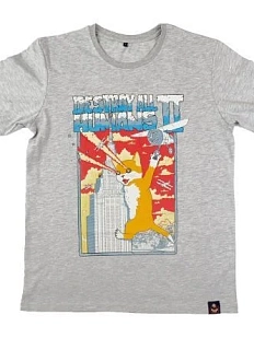 Футболка Barking store «Кэтзилла», М жен., серый