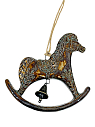 Подвес плоский керамический ручной работы «Лошадка-качалка с колокольчиком», тёмно-коричневый, 13 см, превью фото 1