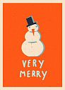 Открытка ретро со снеговиком на Новый год «Very Merry», превью фото 1