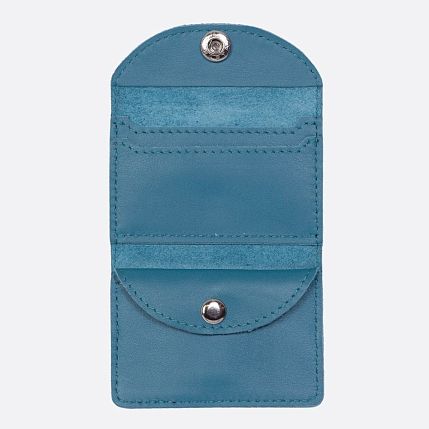 Cкладной кошелёк визитница ручной работы, Kokosina bags, натуральная кожа, васильковый, фото 3.