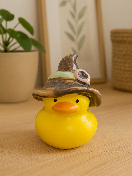 Керамическая фигурка Уточка в ведьминской шляпе, 7 см, фото 3.