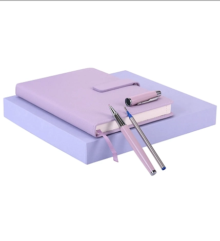 Подарочный набор с ежедневником «President» и ручкой, сиреневый, фото 2.