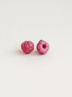 Серьги-гвоздики «Малина», полимерная глина