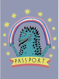 Обложка на паспорт Валя Карнавалова «Жизнерадостный зверь», ПВХ, искусственная кожа