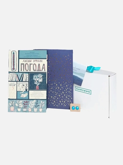 Подарочный набор с книгой «Погода», ежедневником и сережками ручной работы, фото 1.