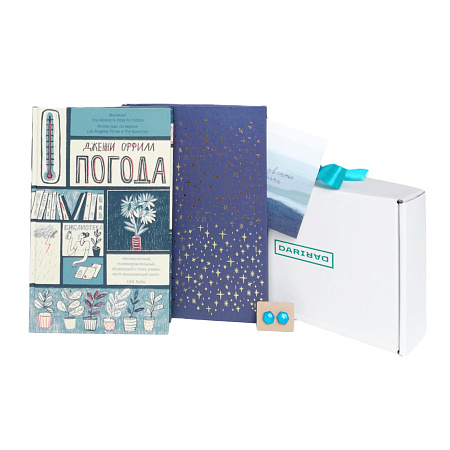 Подарочный набор с книгой «Погода», ежедневником и сережками ручной работы