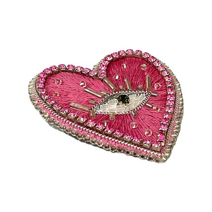 Брошь ручной работы «Heart», розовая, бисер, фото 2.