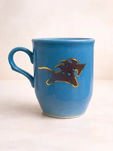 Кружка ручной работы Мастерская Виктории Нор «Лошадка», голубая, керамика, 200 мл