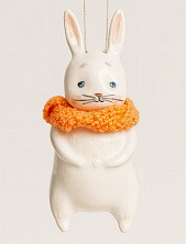 Ёлочная игрушка из фарфора «Зайчик», 12 см