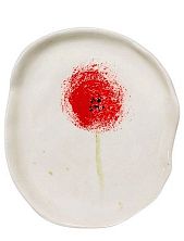 Блюдце ручной работы Катя Вебер с красным цветком, керамика, 11 см