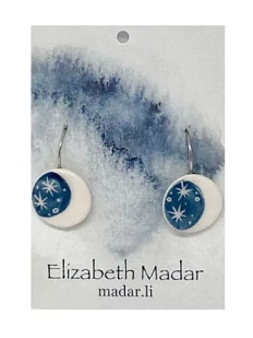 Серьги Elizabeth Madar Месяц, керамика, тёмно-синие