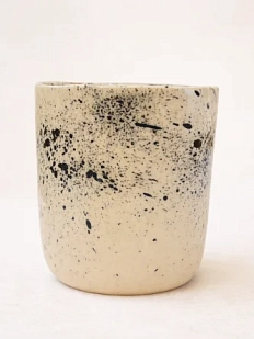 Стакан ручной работы ММ керамика с чёрными брызгами, полуфарфор, 150 мл