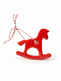 Ёлочная игрушка «Лошадка-Качалка» красная, керамика