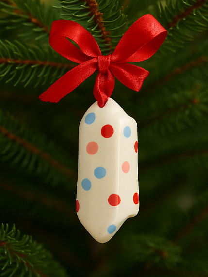 Ёлочная игрушка конфета «Конфетти» розово-голубая, белая керамика, фото 3.