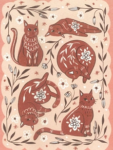 Открытка «Котики красные»