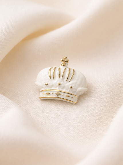 Брошь ручной работы Bulygin «Корона», фарфор, бело-золотистая, фото 2.
