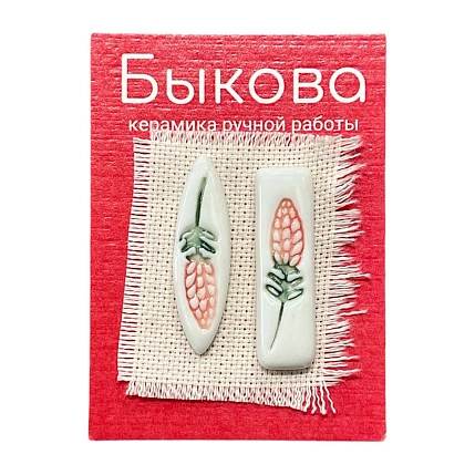 Серьги ручной работы Быкова керамика «Красные цветы», фарфор, фото 1.