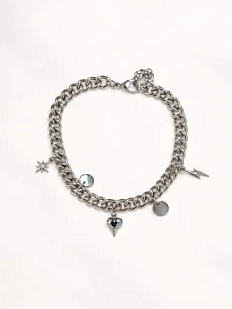 Браслет цепь с подвесами «Сердце, молния» Мигетт