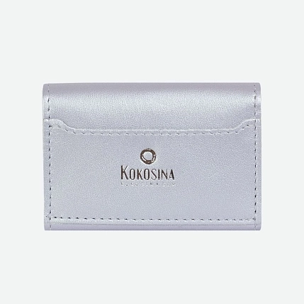 Cкладной кошелёк визитница ручной работы, Kokosina bags, натуральная кожа, северное сияние, фото 2.