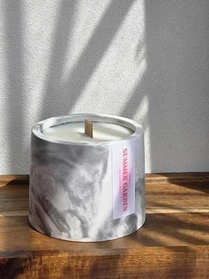 Соевая свеча в гипсовом стакане «Летний сад», 120 мл, фото 3.