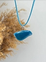 Чокер ручной работы Ceramission «Птичка» на замшевом шнурке, голубой, керамика, превью фото 2