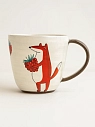 Кружка ручной работы Ким керамика с росписью Лис с малиной, керамика, 450 мл, превью фото 1