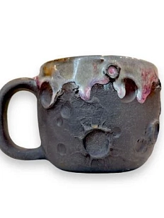 Кружка ручной работы «Луна» с подтёками, чёрная матовая, керамика, 360 мл