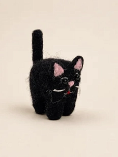Валяная игрушка Северяшка «Чёрный кот», шерсть