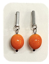 Серьги-гвоздики Керко облепиха, стекло