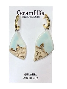 Серьги КерамЕлКа «Петербург», фарфор, голубые