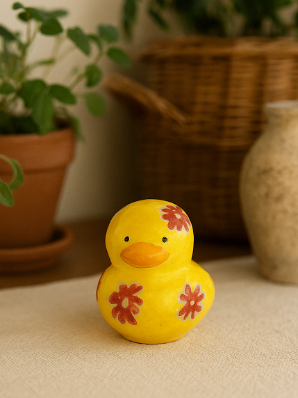 Керамическая фигурка Уточка с красными цветочками, фото 3.
