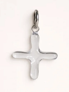 Моносерьга ручной работы «Крестик», полимерная глина, прозрачная
