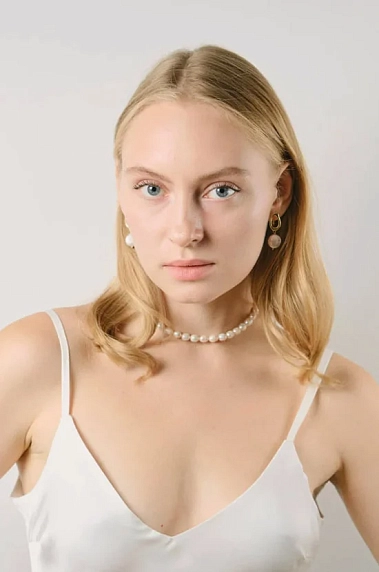 Серьги-конго «Old Money. Silver», родированная латунь, перламутр, фото 2.