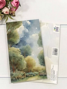 Конверт подарочный «Пейзаж №3», зеленый