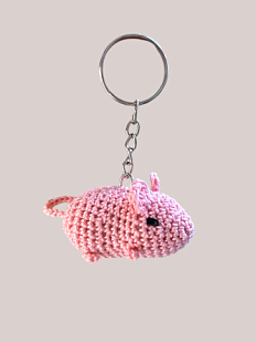 Вязаный брелок, обвес на сумку «Мышка», розовый, 4 см