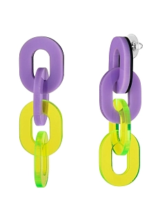 Серьги Monolama «Цепи», переработанный пластик, неон-лаванда