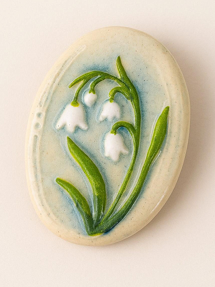 Брошь ручной работы «Ландыш», керамика, madar, фото 2.