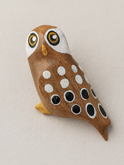 Брошь «Сычик», дерево, фото 1.