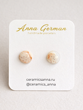 Серёжки-гвоздики Анна Герман «Круги», фарфор, розовые в точку