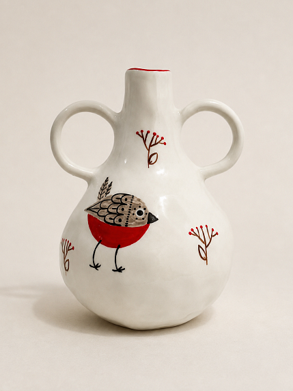 Ваза ручной работы Hands in Clay «Снегирь», керамика, 17 см, фото 1.