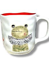 Кружка ручной работы Ким керамика с росписью Лягушка в жабо с сердечками, фарфор, 350 мл