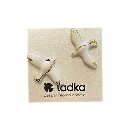 Серёжки-гвоздики «Пташки», глина, фото 2.