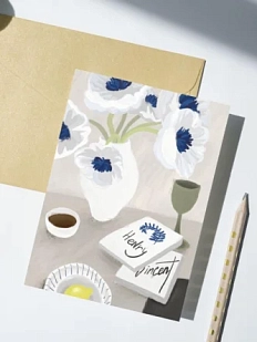 Открытка DARI DARI «Белые цветы в вазе», А6