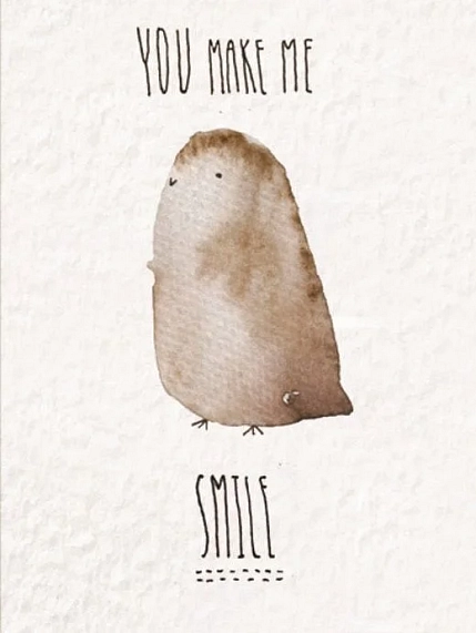 Открытка ЙЕТТИ «You make me smile», белая, А6, фото 1.