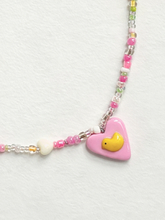 Чокер ручной работы с сердечком «Цыплёнок», полимерная глина, бисер