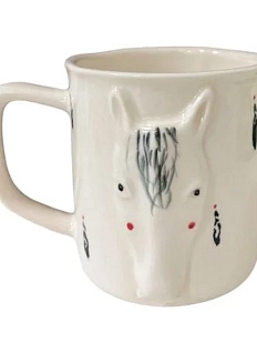 Кружка ручной работы Мария Гордеева Лошадка с чёрными каплями, керамика, 350 мл