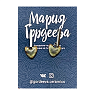 Серёжки-гвоздики на планке Сердечки, керамика, зелёно-коричневые, превью фото 1